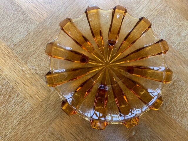 Orange yellow glass fruit cup