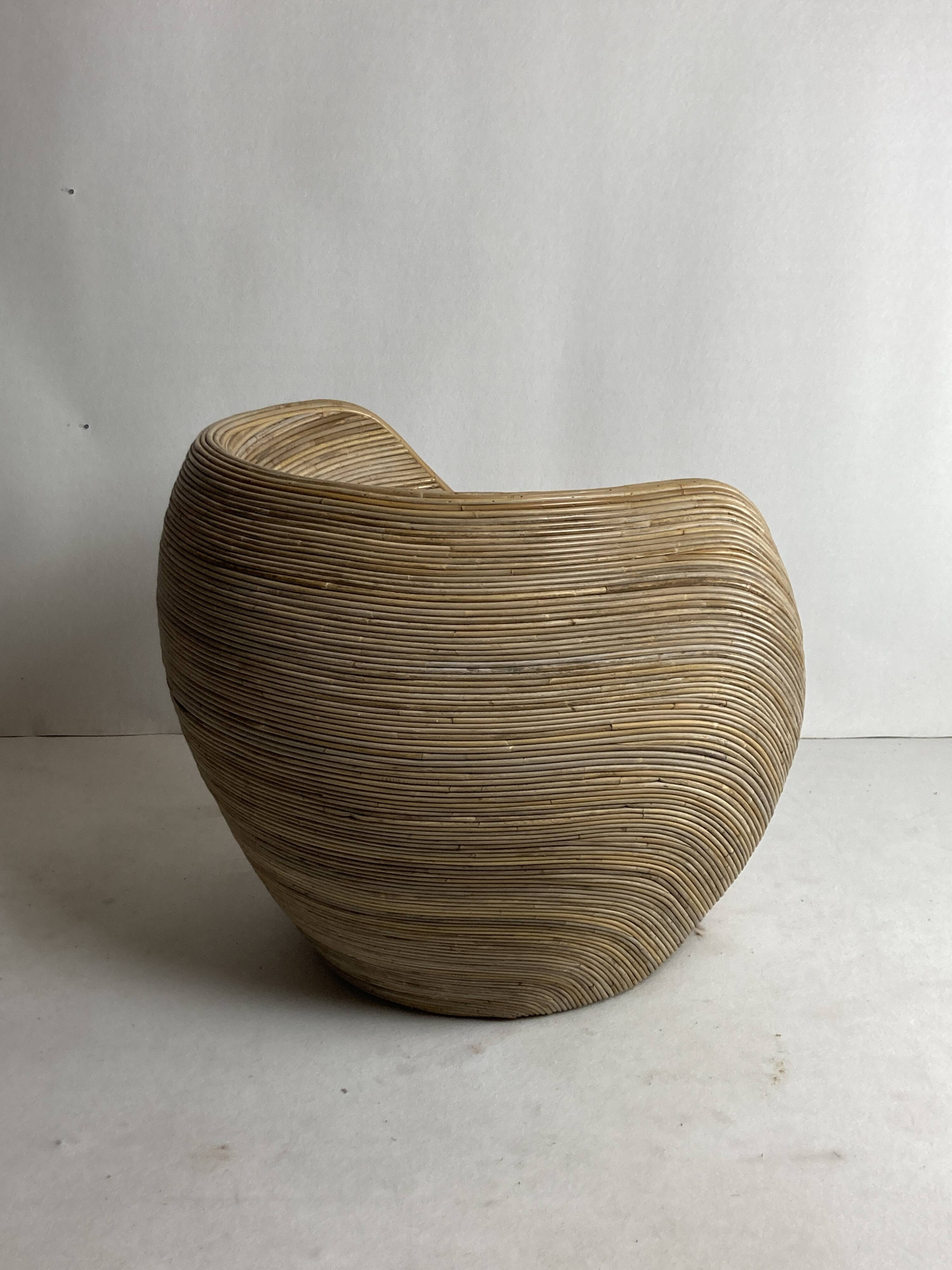 Pencil reed rattan bamboo egg pod chair