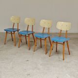 Set of 4 wooden chairs TON Bystrice Thonet blue