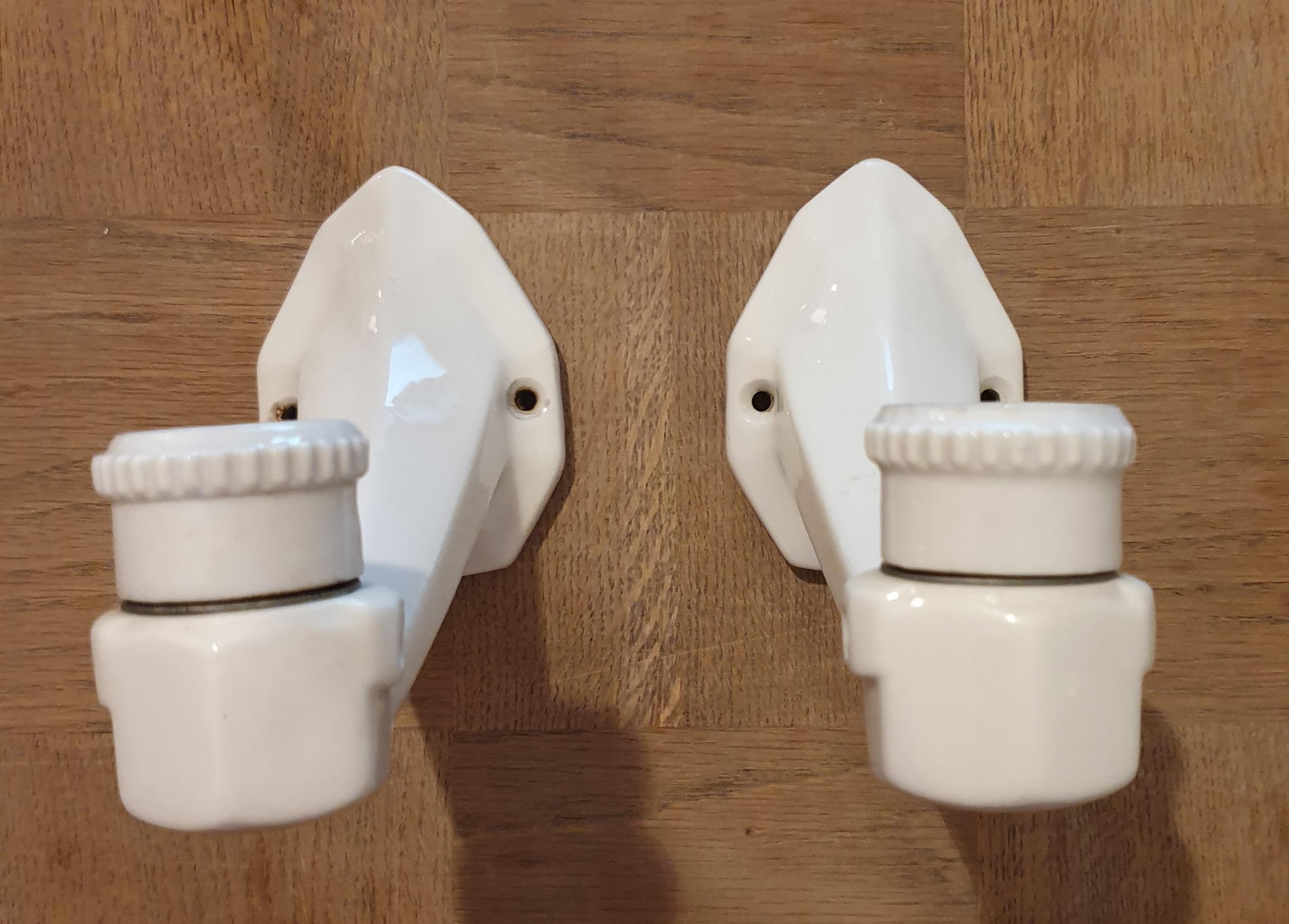 Limoge 1930 porcelain art deco wall light  pair
