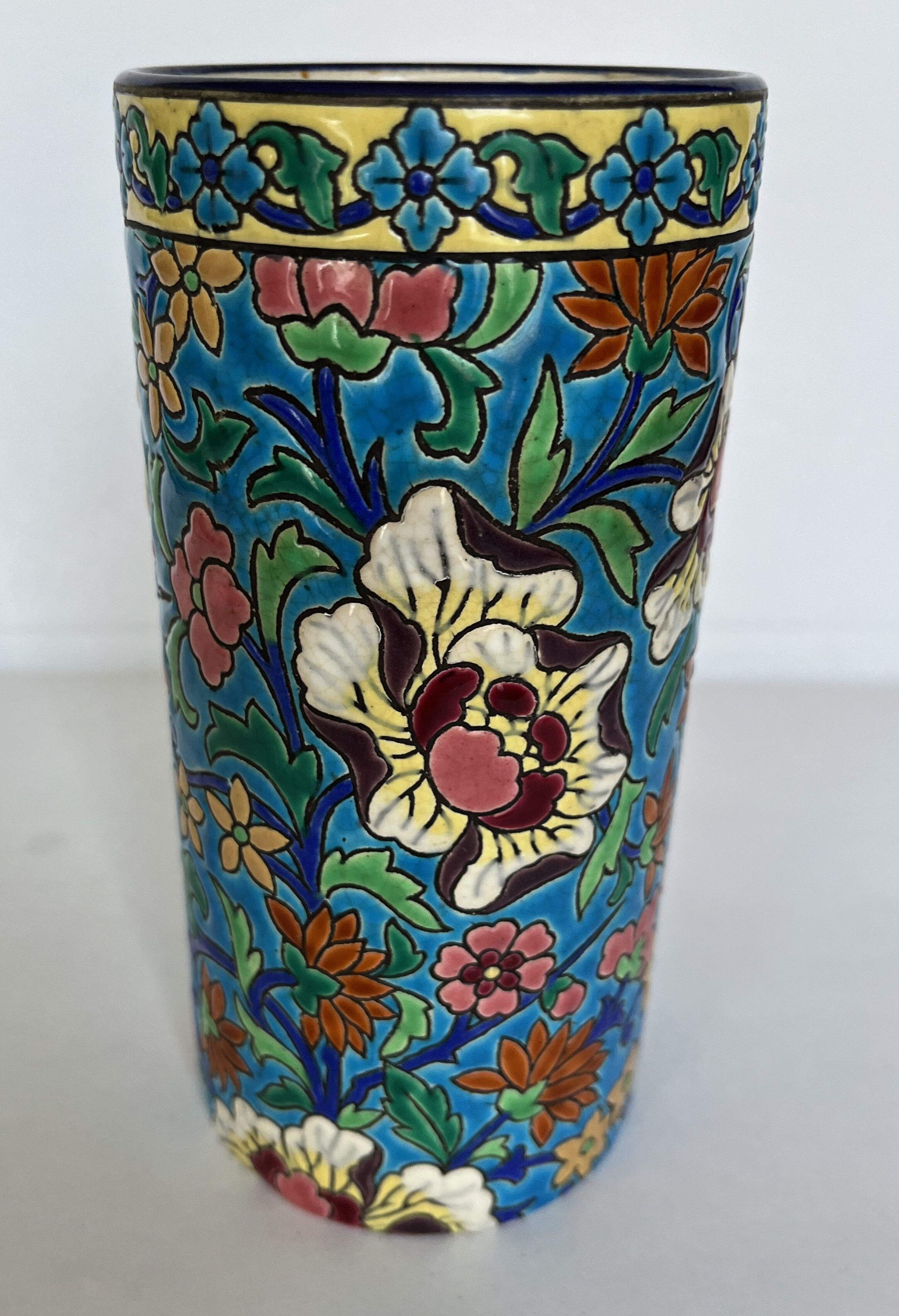 Vase rouleau en émaux de Longwy