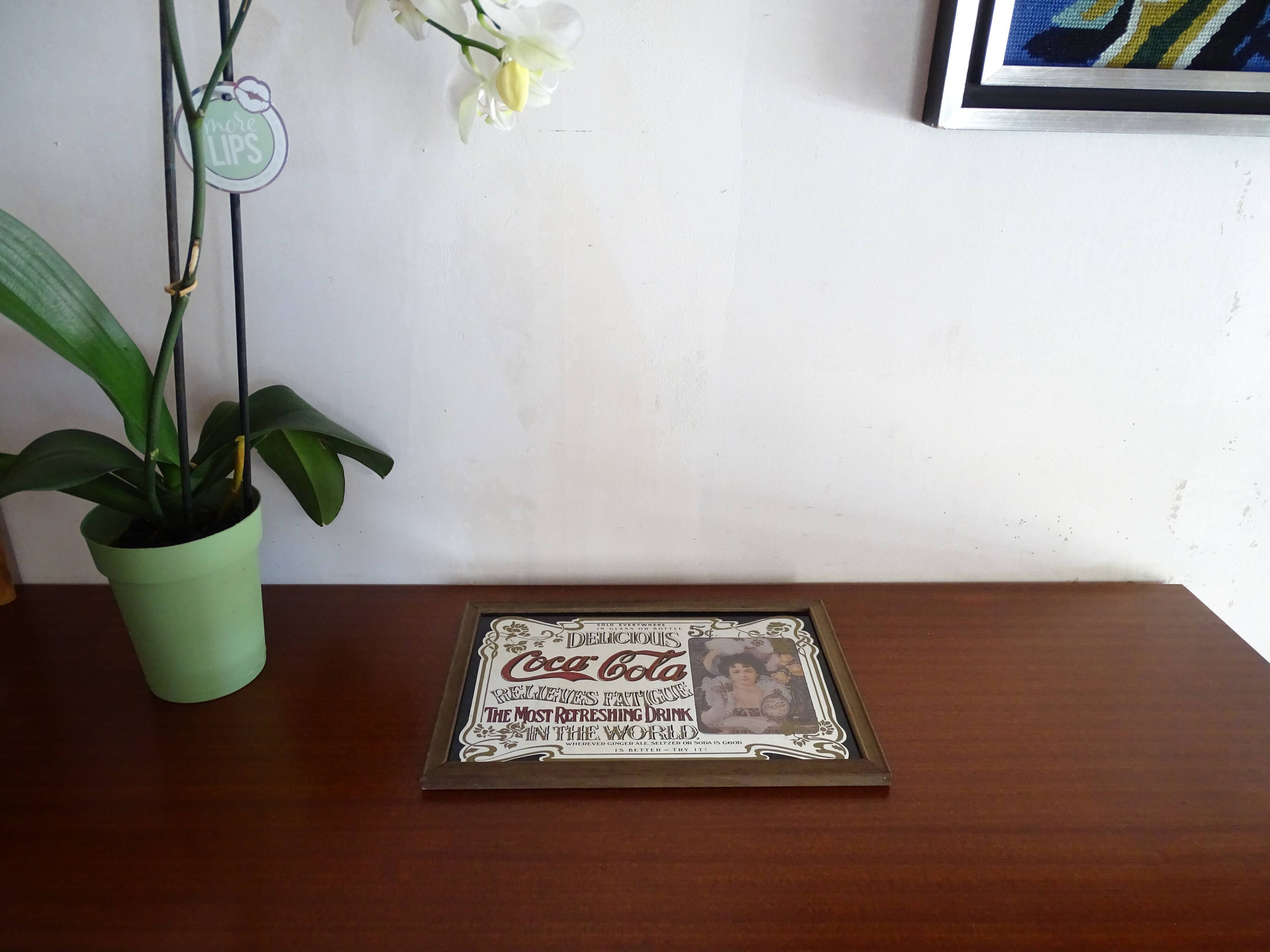 Vintage Coca Cola advertising mirror - Bar decoration - 22.5 x 32.5