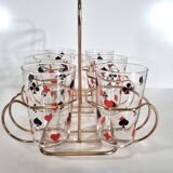 Vintage 6 Verres trumblers Jeu de cartes