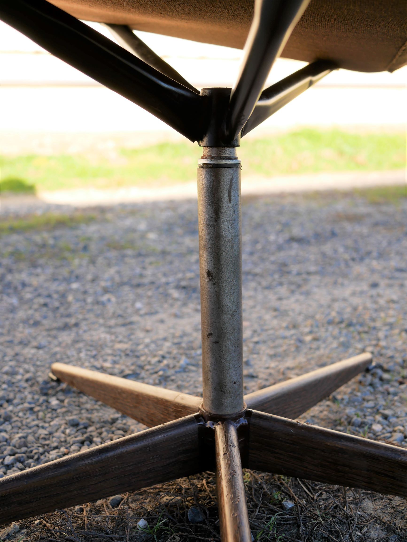 Armchair swivel vintage leather, wood and metal