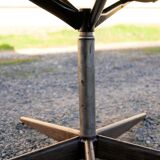 Armchair swivel vintage leather, wood and metal