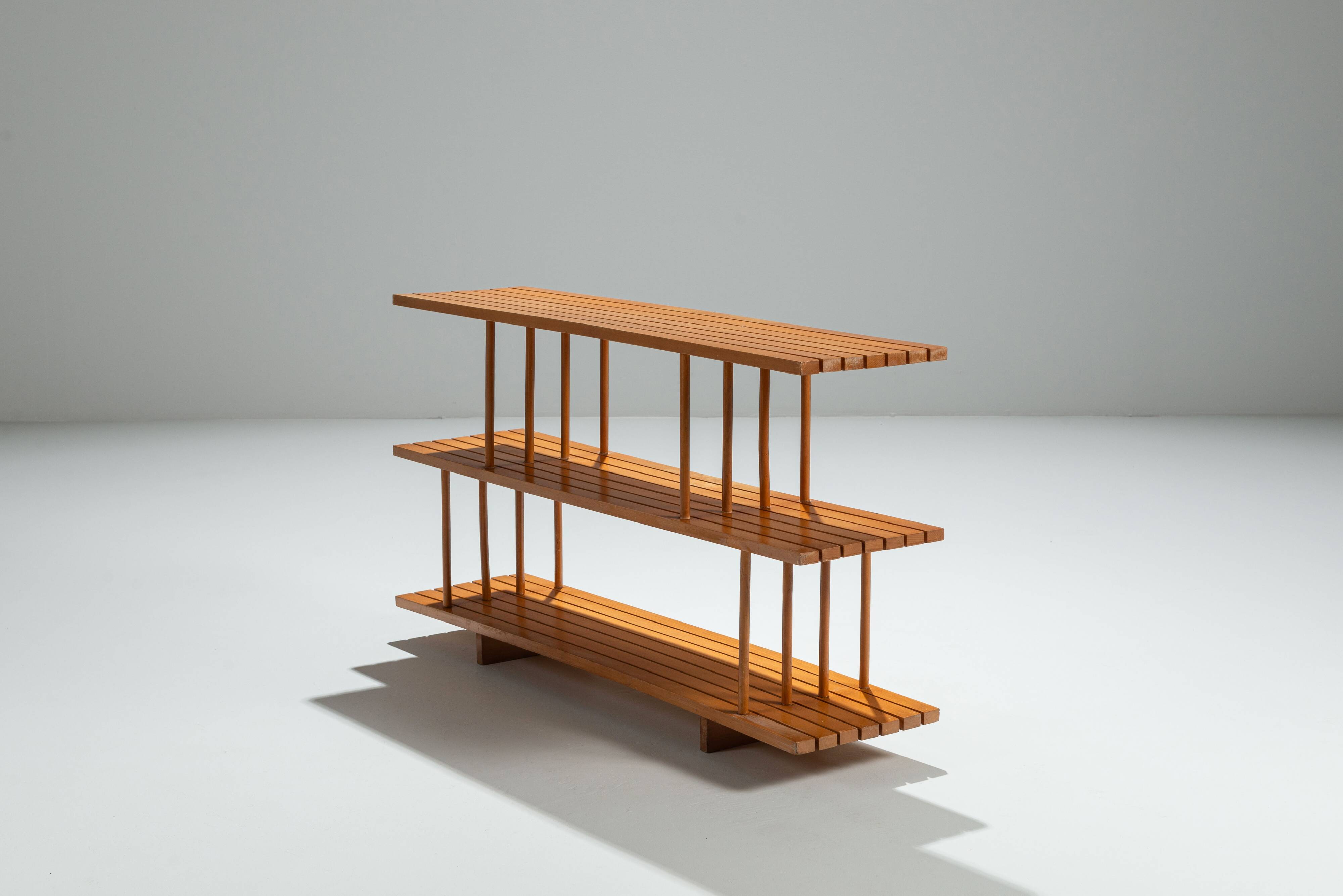 Mid-Century three tier wooden shelving unit