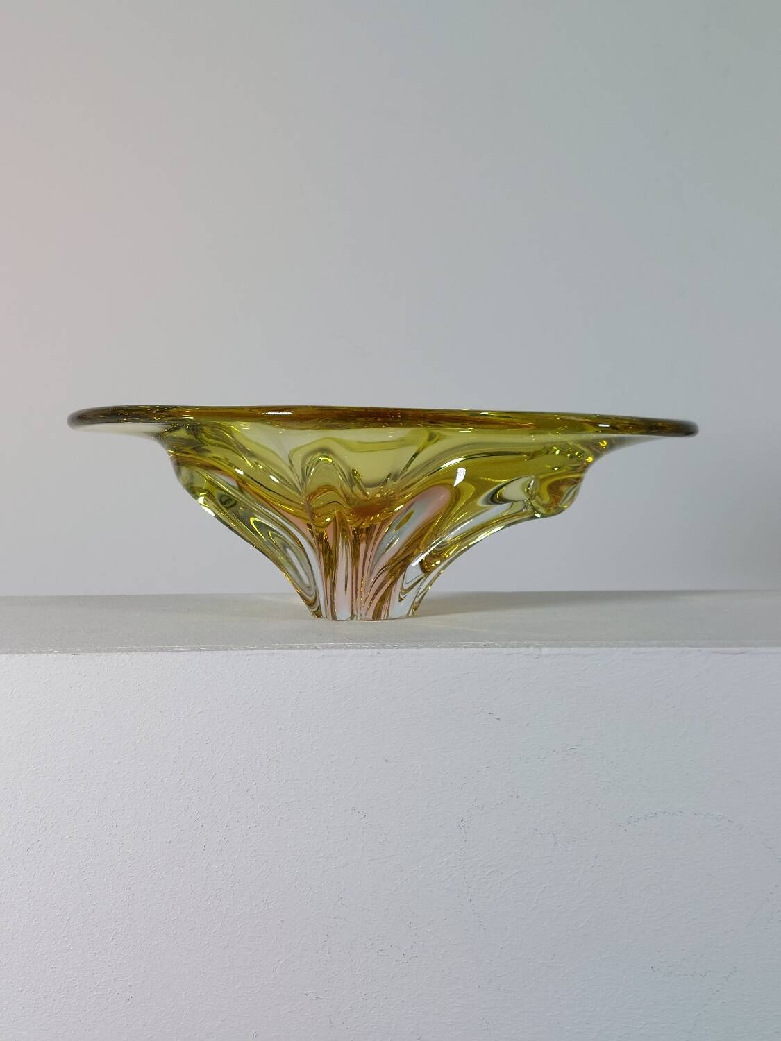 Bol à fruits en verre organique vintage du milieu du siècle Murano