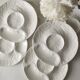 Set of 6 artichoke plates in white faience from Gien.