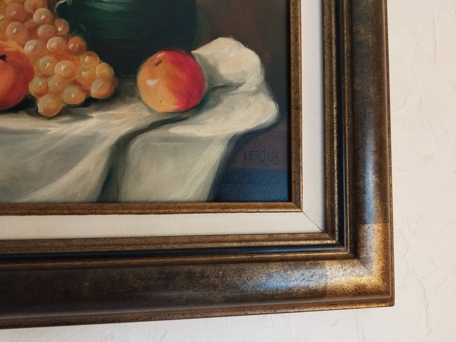 Still life with fruit signed Leroux