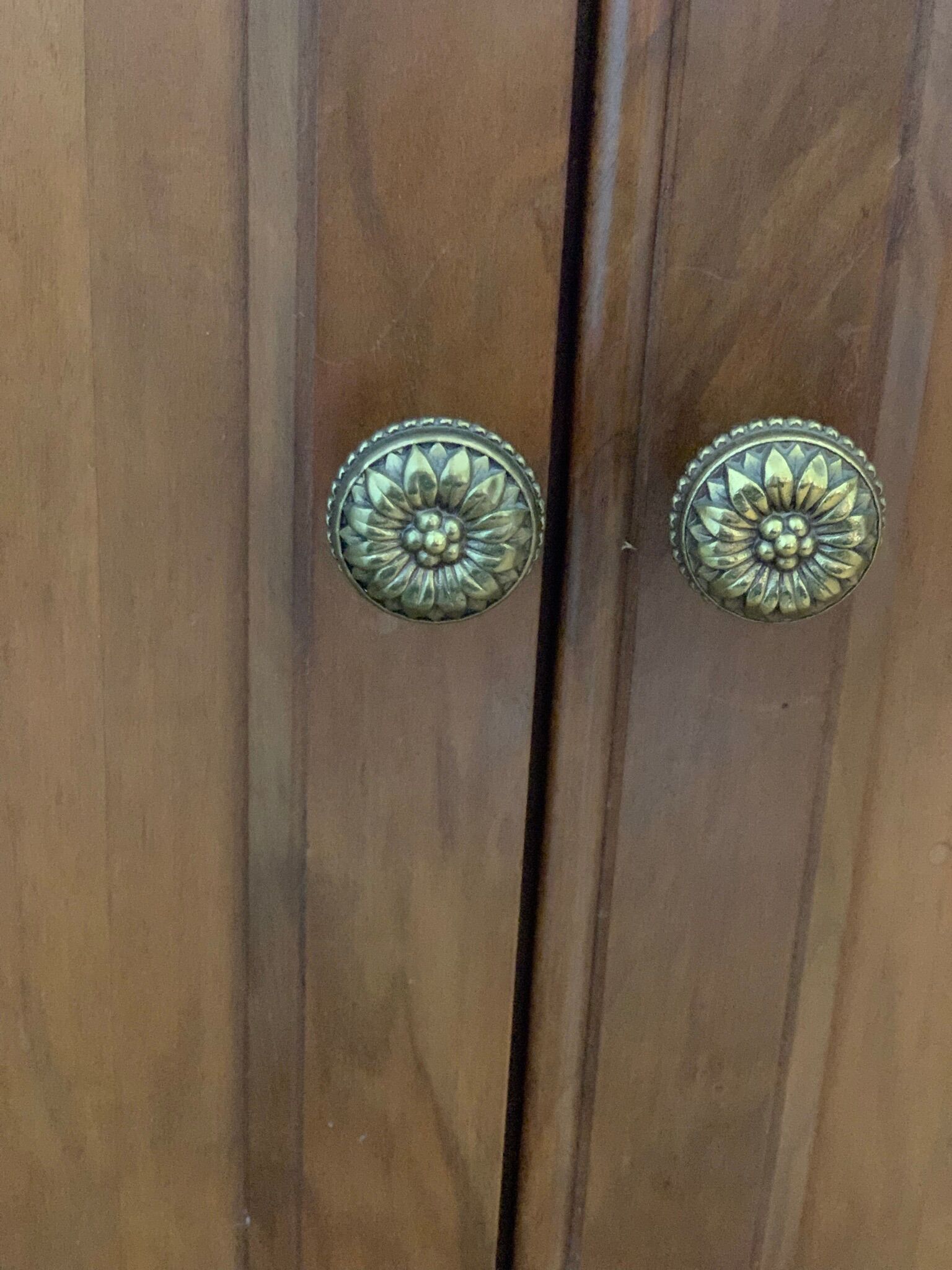 Mirror and low walnut cabinet