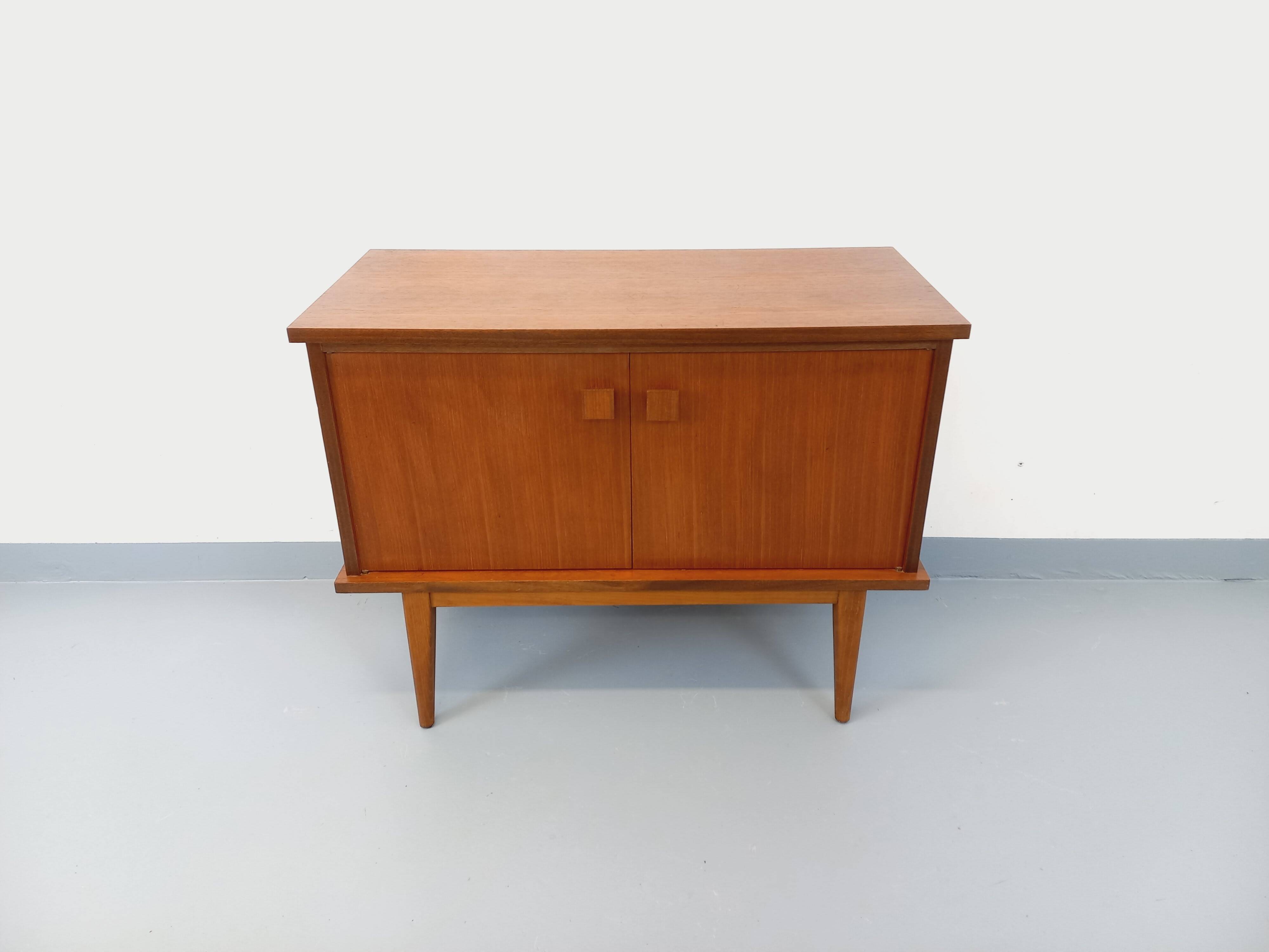 Small vintage Scandinavian teak sideboard from the 1960s.