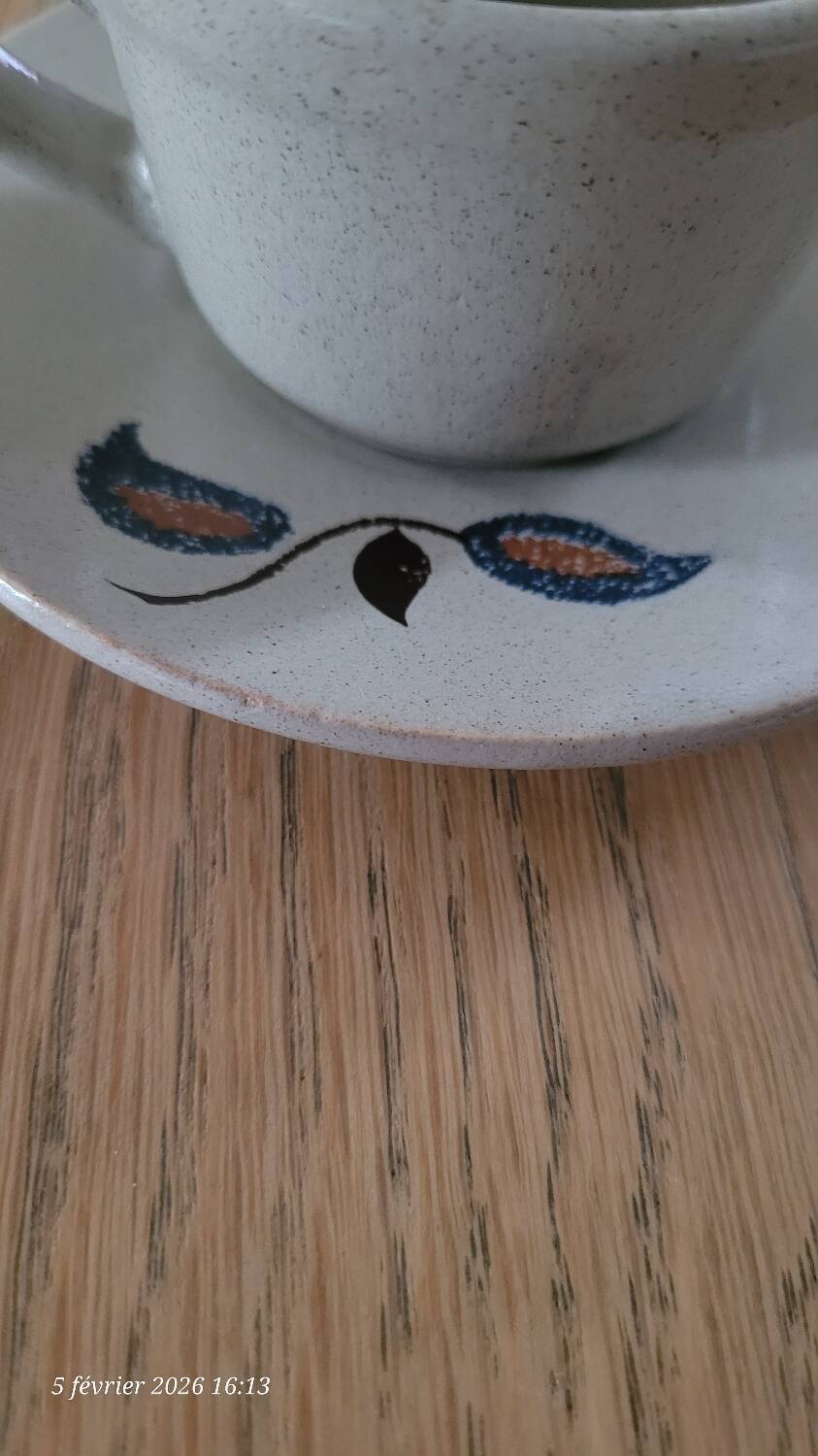 5 cups and saucers St Amand earthenware