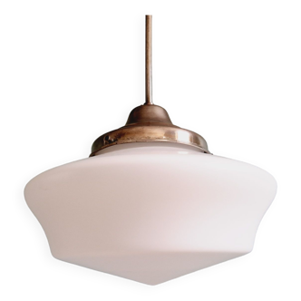 Art Deco pendant lamp with a conical white opaline globe