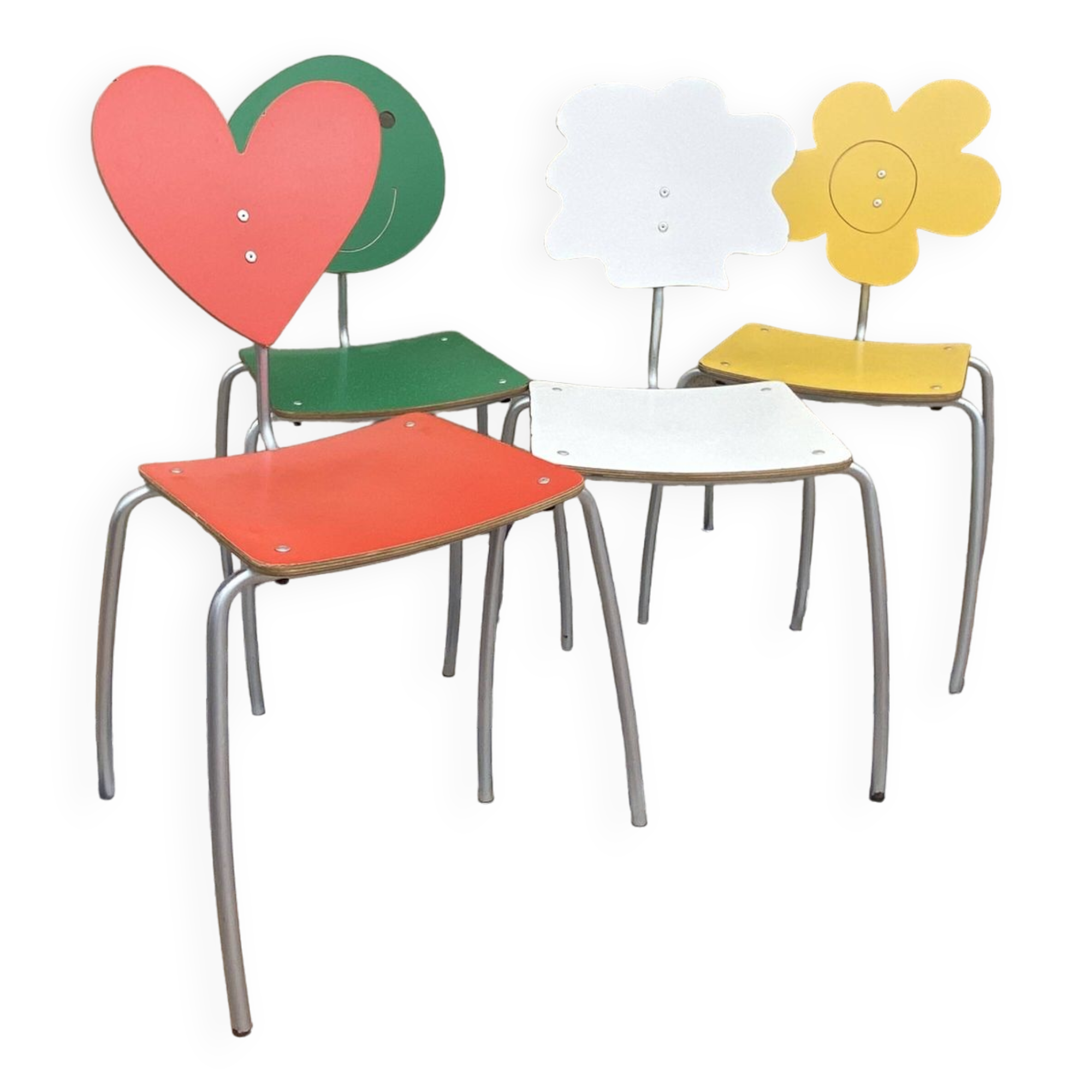 Set of Heart, Cloud, Smiley and Flower chairs by Agatha Ruiz de la Prada