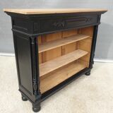 Neoclassical black wood bookcase with columns