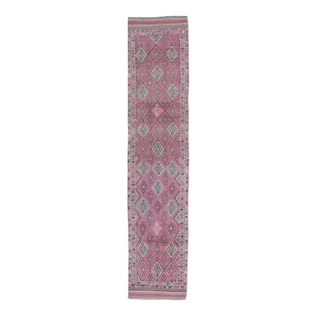 Vintage Turkish hand-knotted tribal runner 80	x378