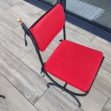 Glass and metal table with 8 chairs