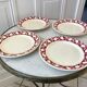 4 flat plates Badonviller tulips burgundy years 30-40