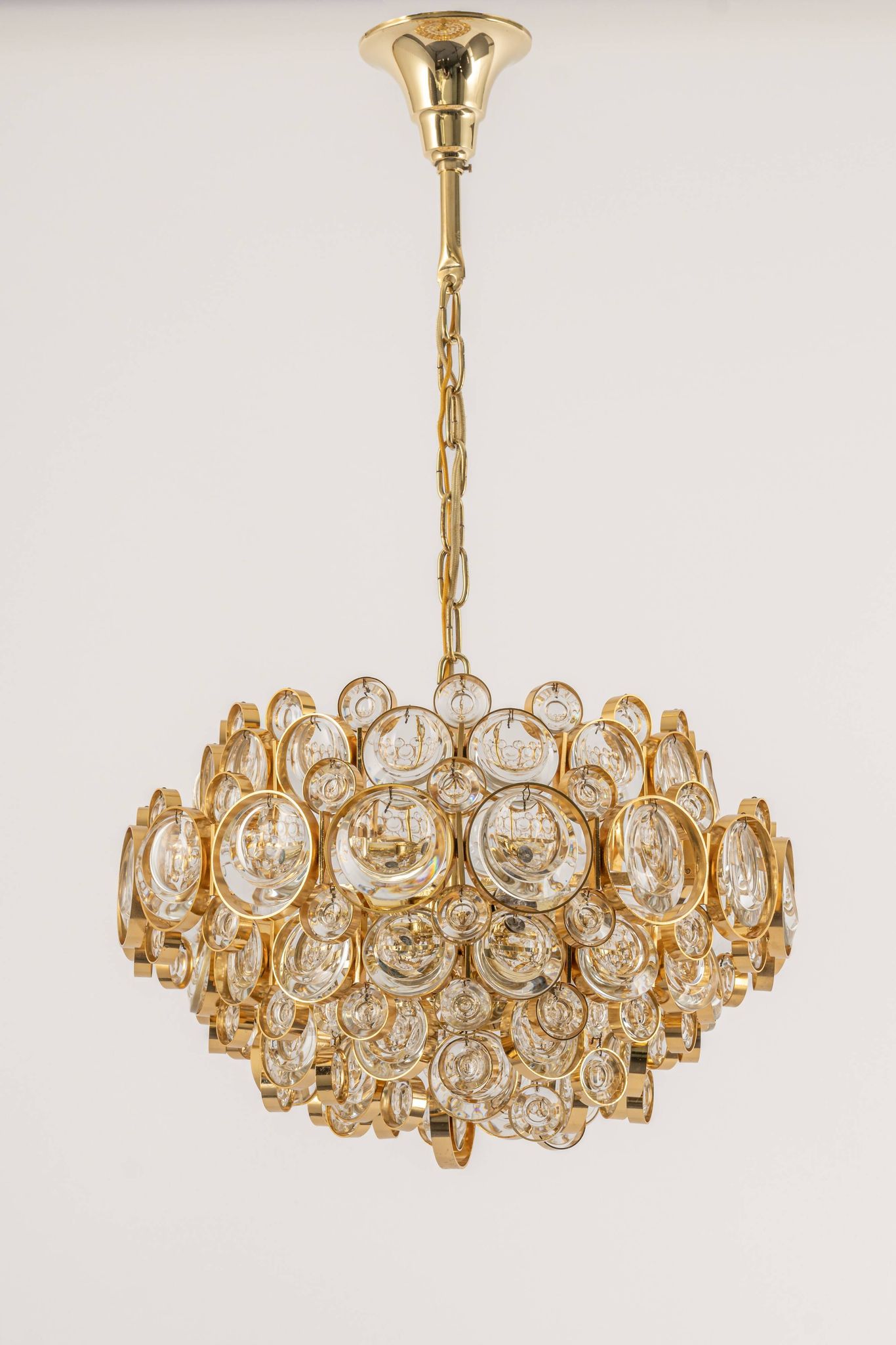 Lustre en laiton doré par Palwa Allemagne, années 1970