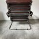 Midcentury tubular chromed chairs with leather cushions