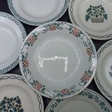 Mismatched set of old plates + dish - Green