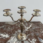 Candlesticks, silver-plated metal, Maison Christofle, pair of candelabras, 3 lights