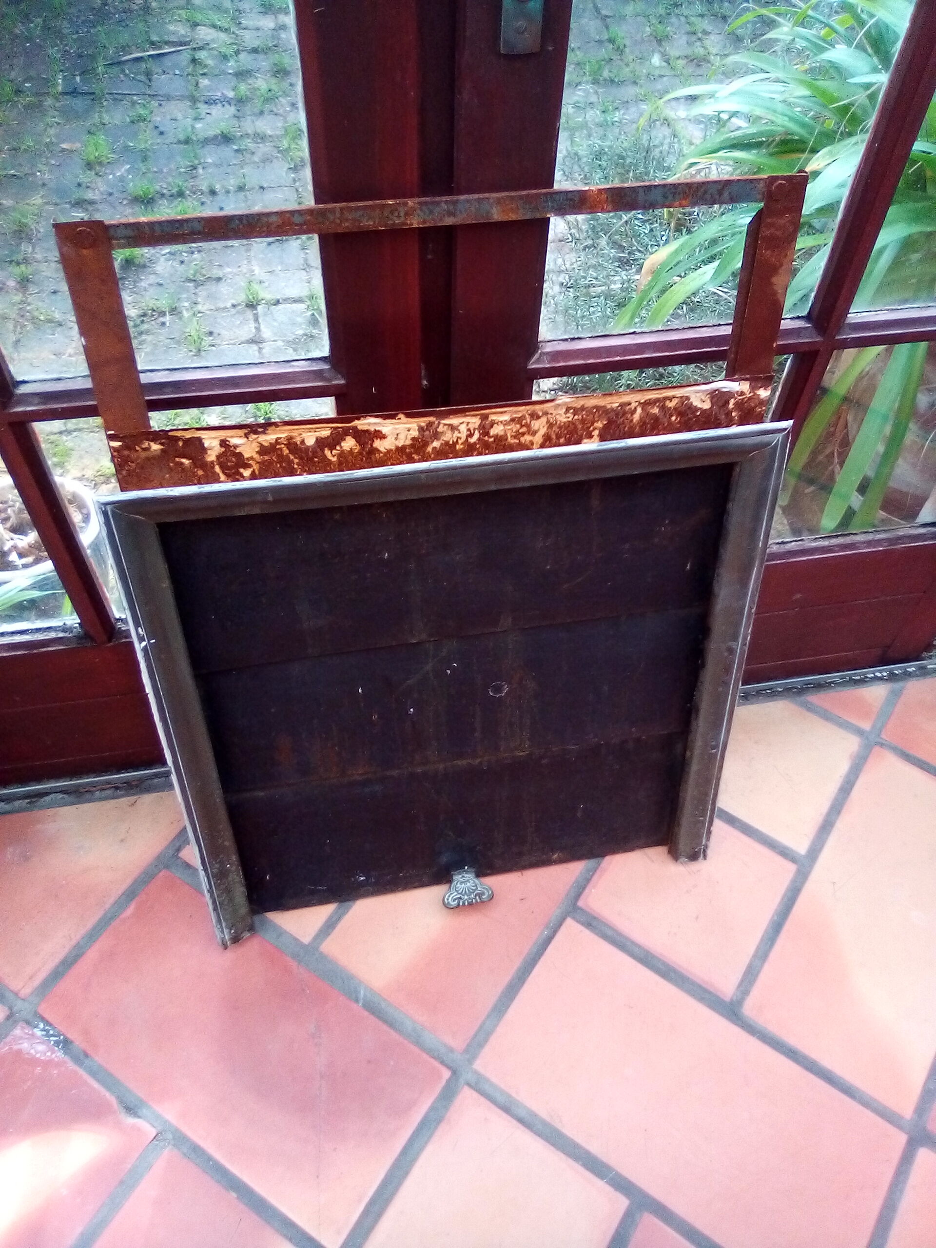White veined black marble fireplace