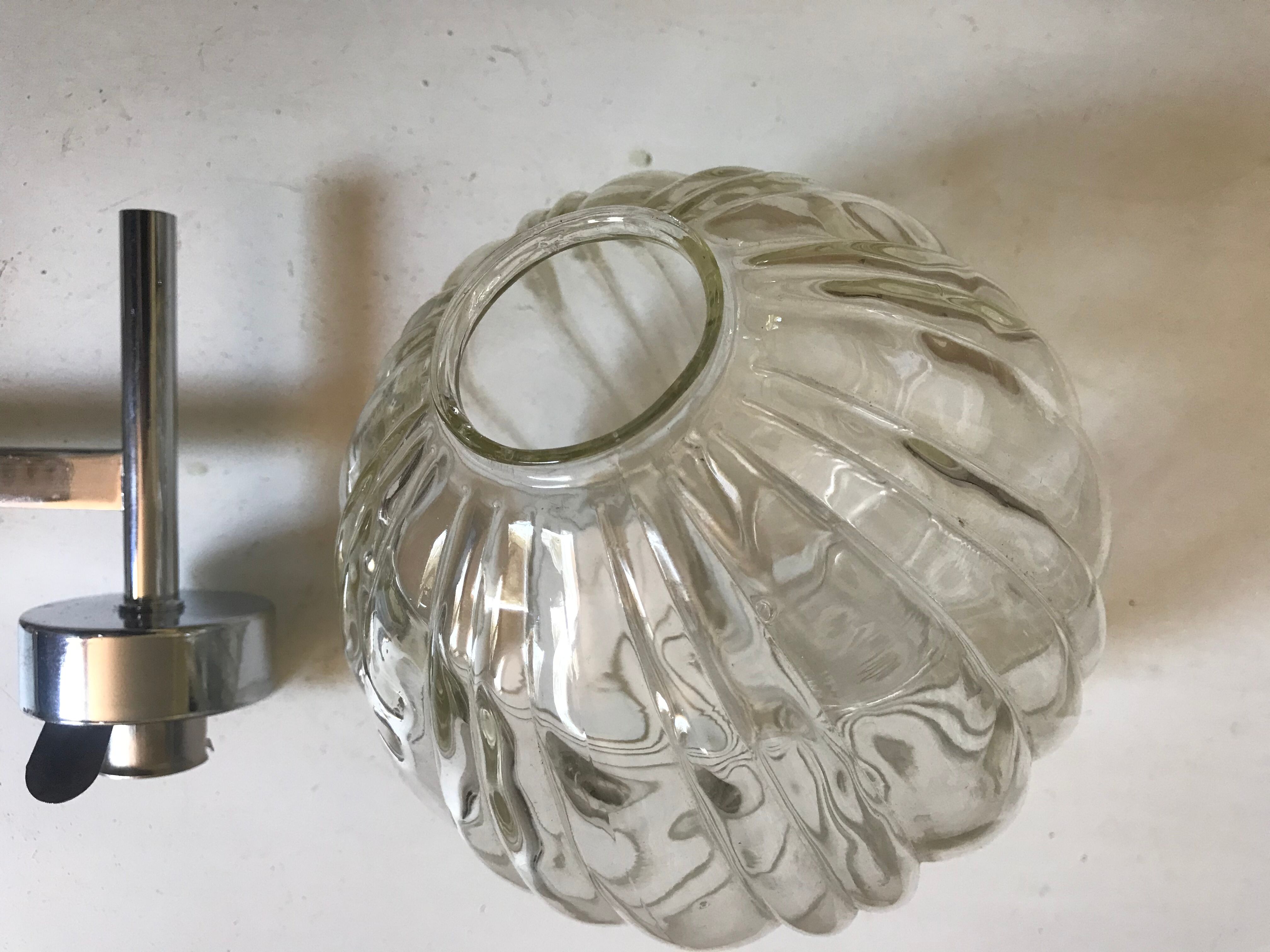 Chrome and vintage glass sconce