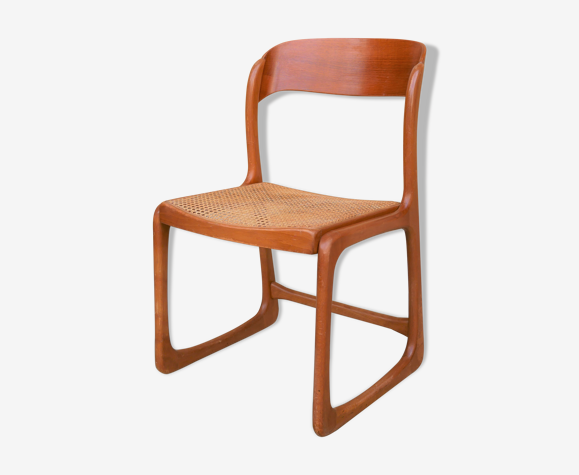 Chaise « traîneau » cannée éditée par Baumann