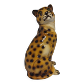 Polychrome terracotta jaguar Vintage 1970s.