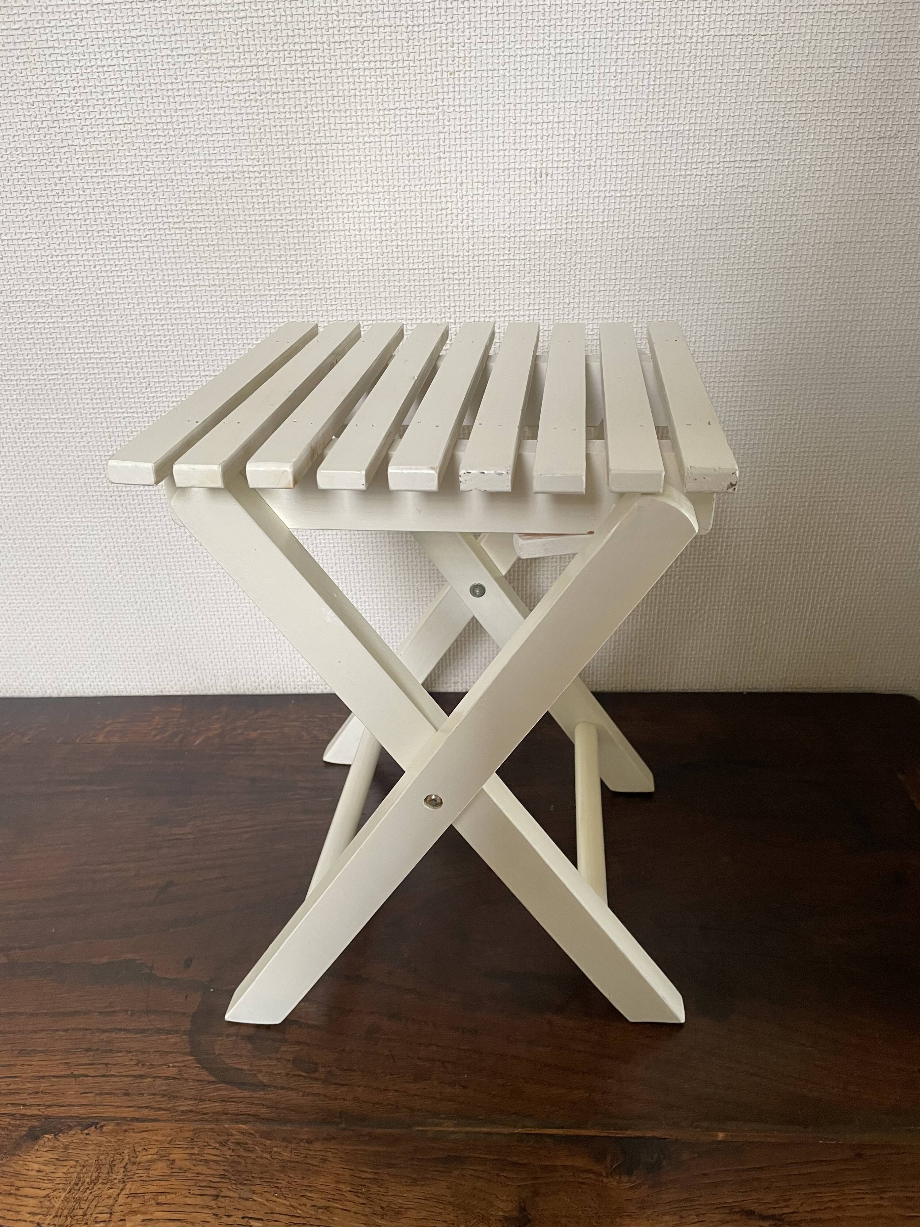 Tabouret de pêche à lattes vintage