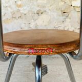 Vintage industrial metal and wood stool with adjustable swivel seat, 1960's