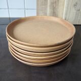 Set de 6 assiettes à dessert artisanales en grès brut