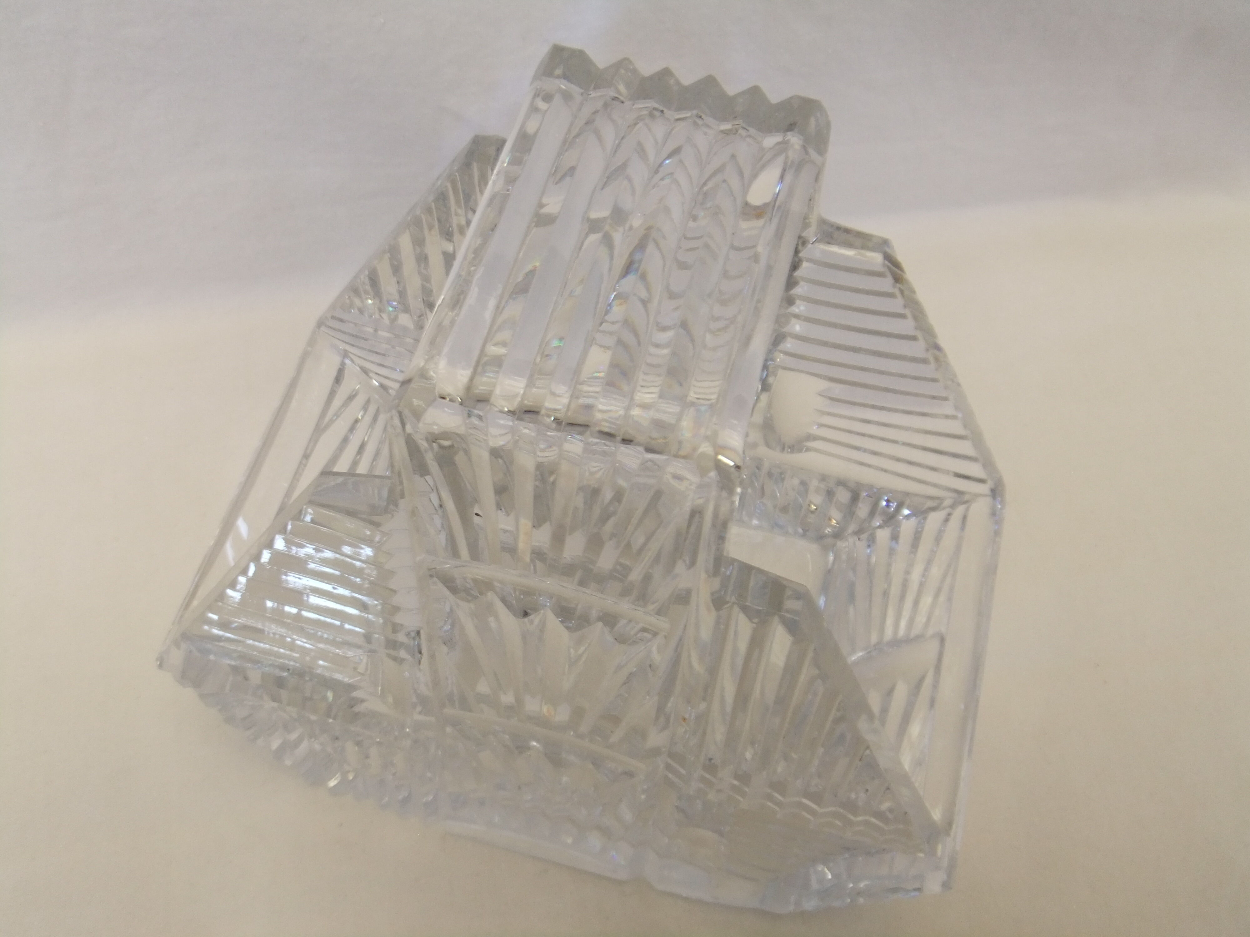 Bohemian crystal stamp Prague basket centerpiece art deco flower