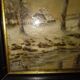 Old framed painting, oil "Wood under the snow", signed