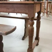 Long antique oak table with turned legs – 239 cm