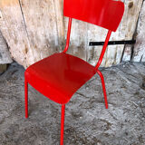 Set of 4 red metal chairs