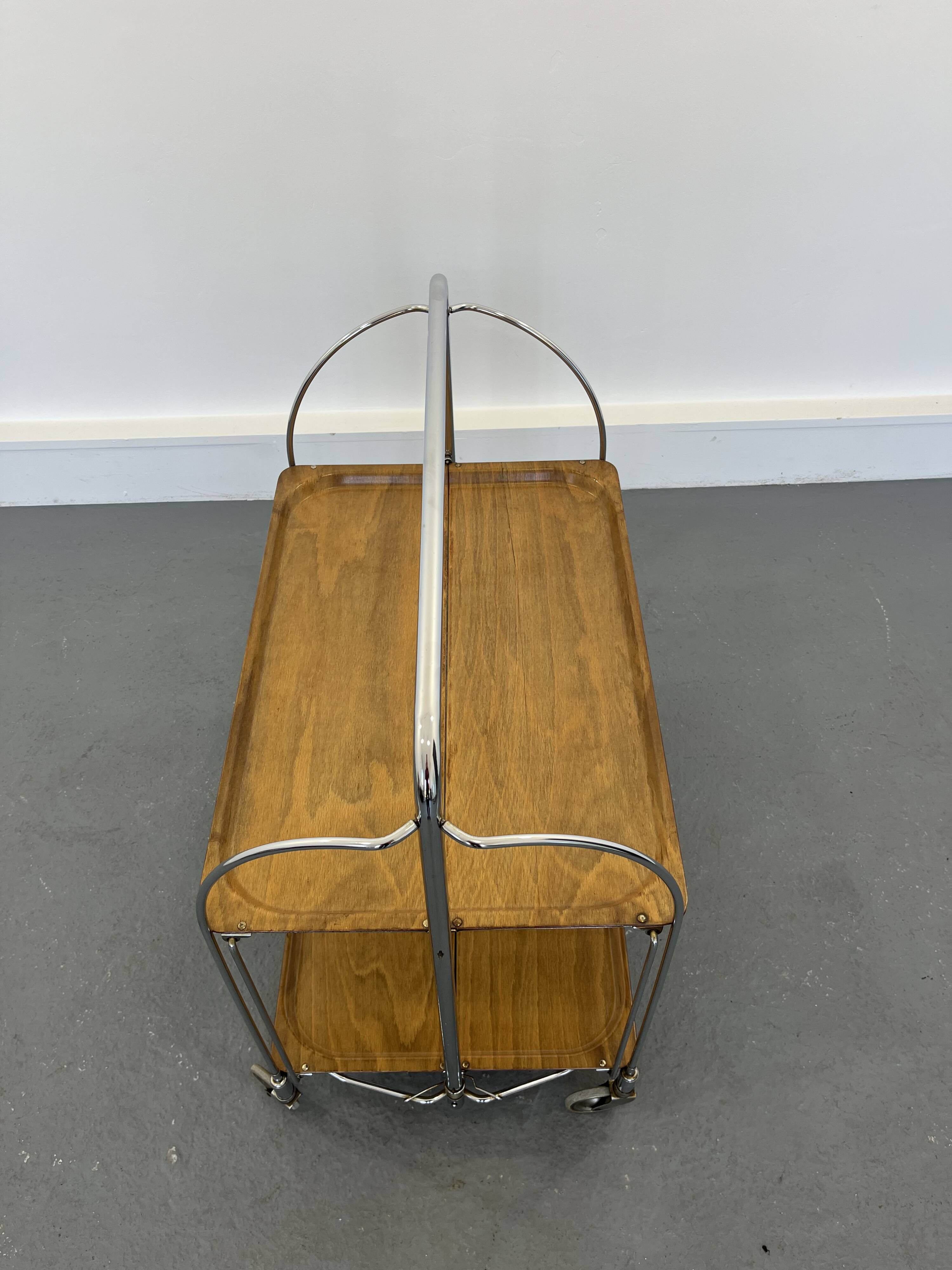 Mid-century foldable serving trolley from bremshey solingen,1950s