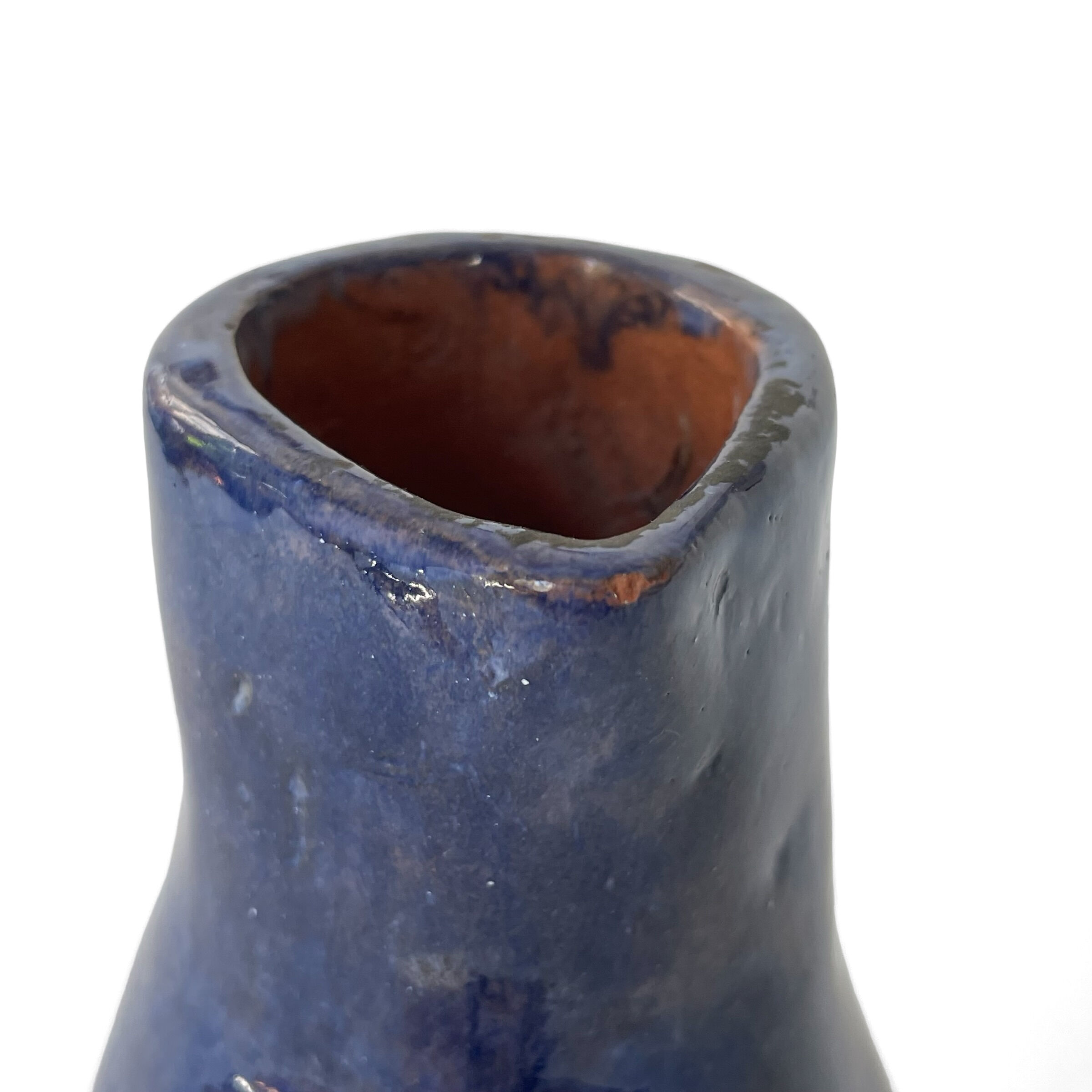 Large vintage ceramic blue pitcher