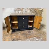 Black art deco sideboard and grey marble