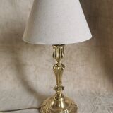 Regency candle holder in polished bronze work XIX th, mounted in lamp