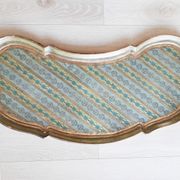 Venetian wooden tray, green and gold, vintage, 50s, bean shape