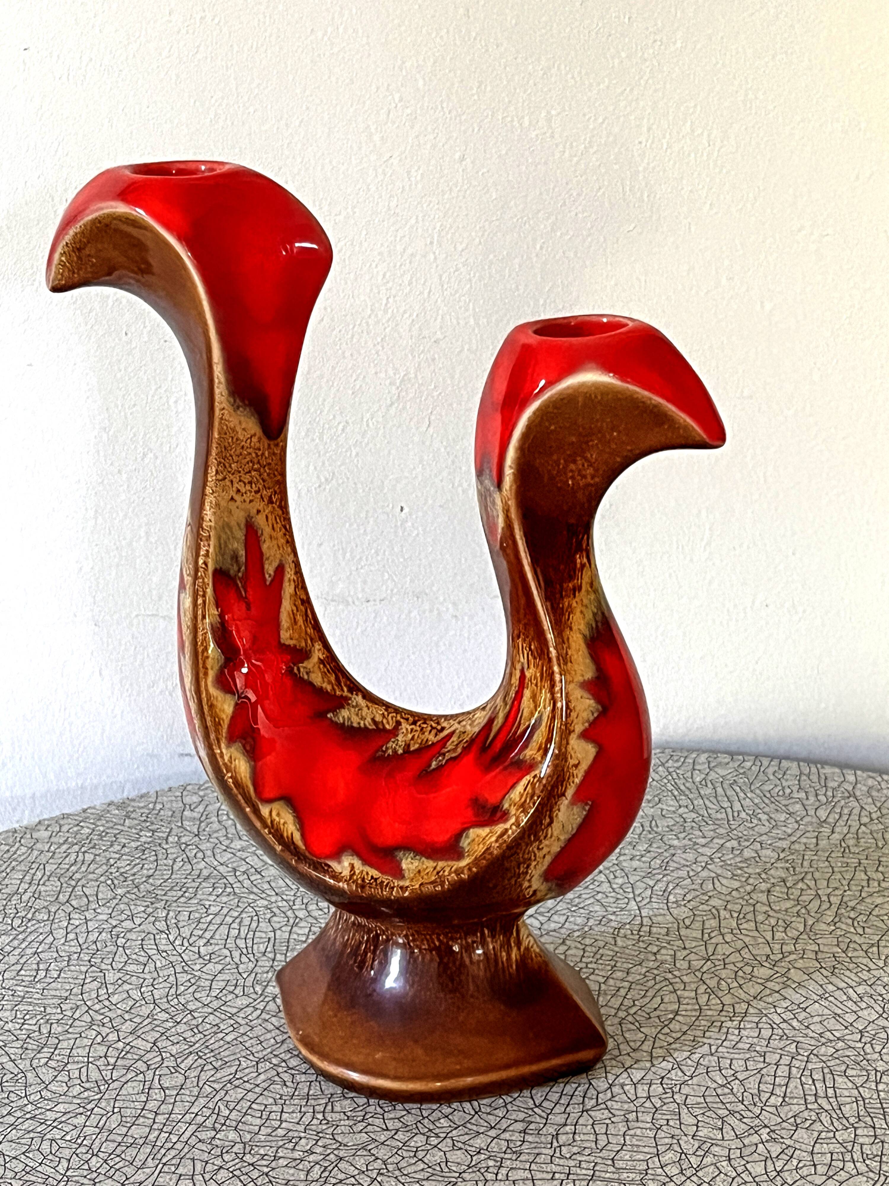 Vintage ceramic double candlestick or candle holder
