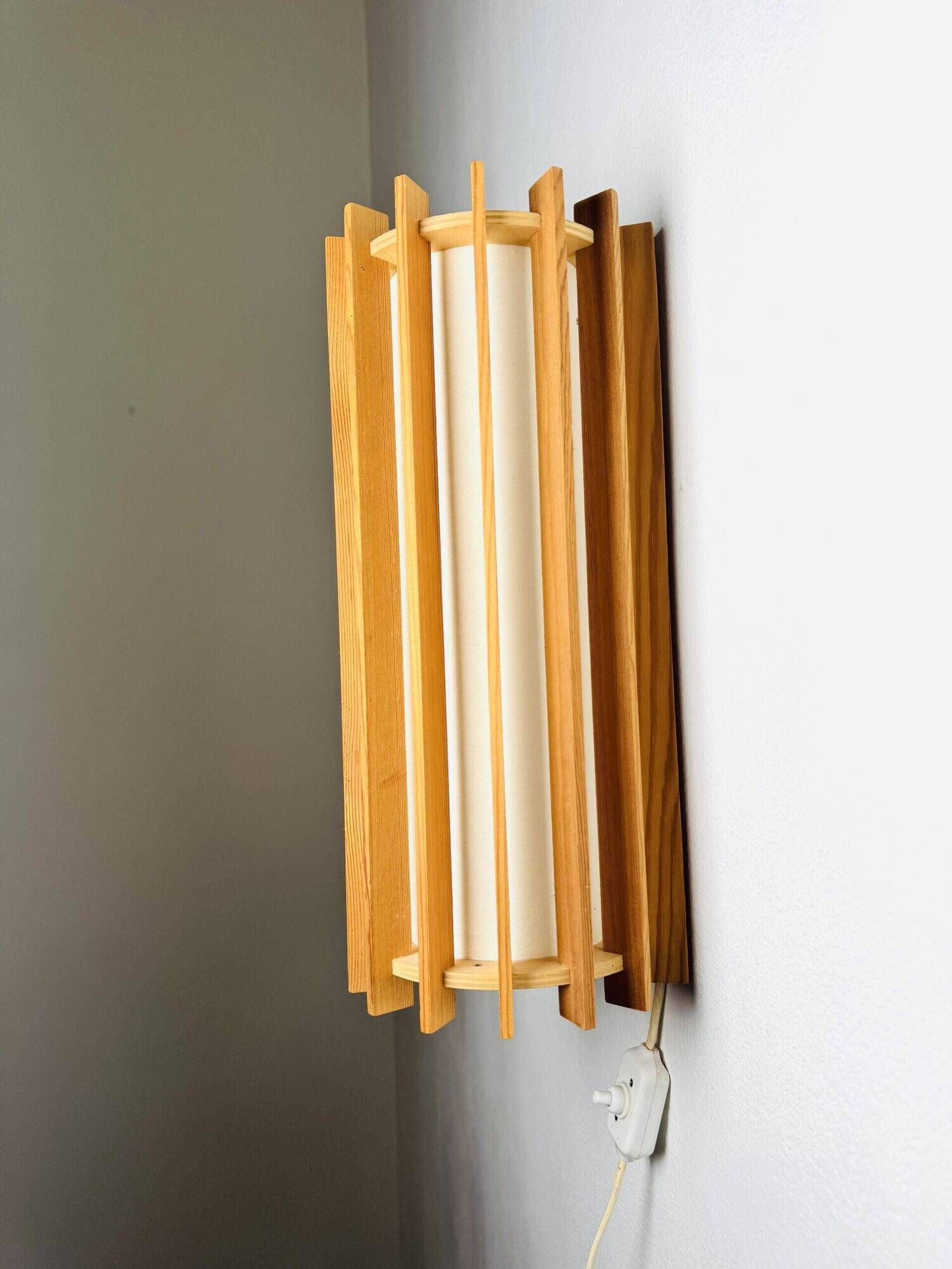 Tema Model Cylindrical Wall Lamp In Pine By Ib Fabiansen For Fog & Mørup, Denmark 1960S
