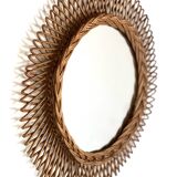 Round rattan mirror