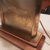 Lampe bois laiton années 70