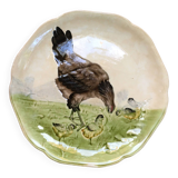 19th century majolica plate Hen and Chicks Choisy Le Roi