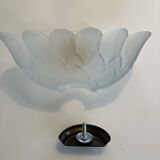 Pair of glass shell wall sconces with brass frames