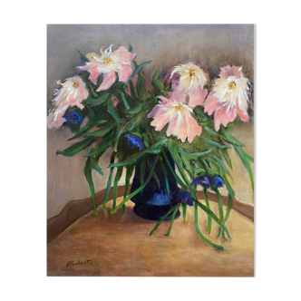 Tableau HST "bouquet de fleurs en vase" signé Porcherot fin XX°