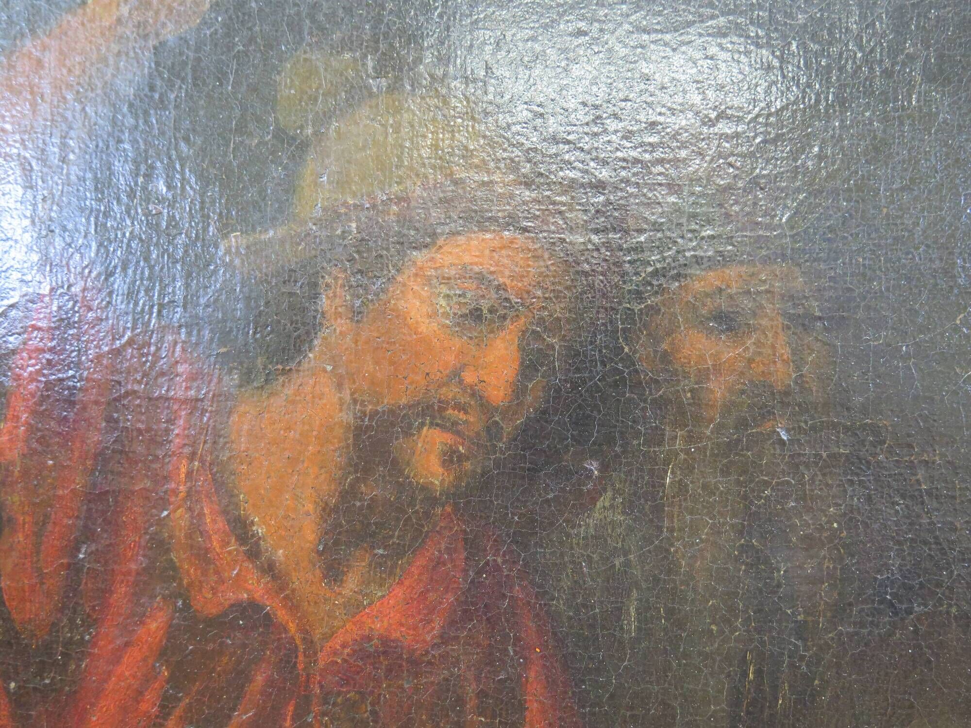 Antique painting Flagellation of Christ with early XIX gilded wooden frame